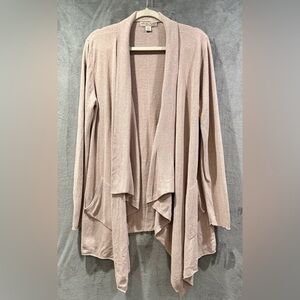 Barefoot Dreams CozyChic Ultralite Tan Island Wrap Waterfall Cardigan Size L/XL